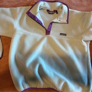 Patagonia Fleece Pullover in Light Blue and Purple